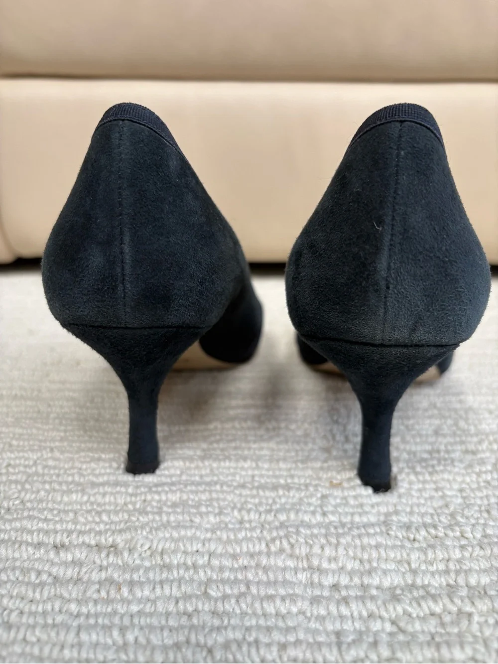 Joan & David Navy Pointed Toe Suede Pumps